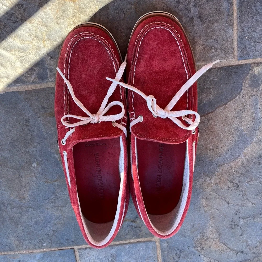 Allen Edmonds Mens Red Boat Shoes, Moccasins, Topsider,  loafer Slip on Size 13 - Picture 3 of 10